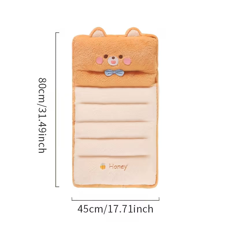 1pc Cute Soft Plush Car Seat Cushion, Adorable Cartoon Design, Universal Winter Car Seat Protector