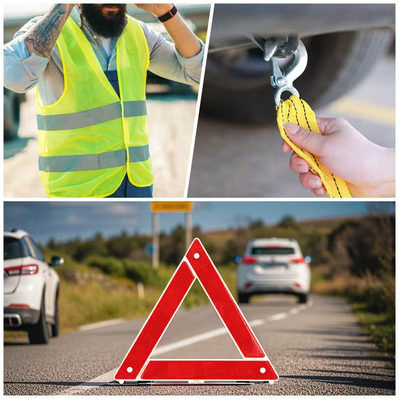 FCLUSLL Car Safety Roadside Kit, Car Emergency Jumper, Towing Rope & Multifunctional Shovel