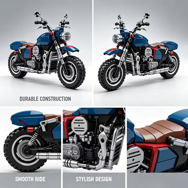 DIY Motorcycle Building Blocks Kit ABS Challenge Collection Gift