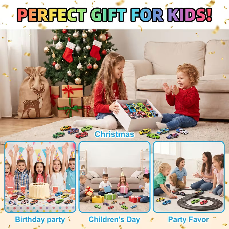 Christmas Cars Advent Calendar, 24-Day Pull-Back Racing Car Toys for Kids