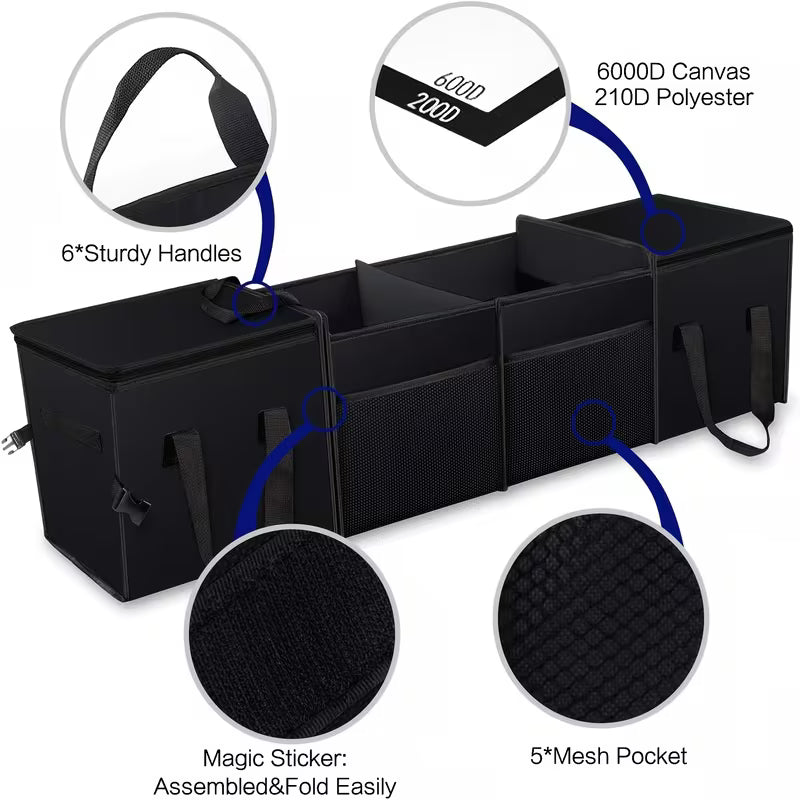 [Collapsible Car Organizer] Nsulated Car Trunk Organizer, Collapsible Car Storage Organizer With 2 Cooler Bag And Lid For SUV, Jeep
