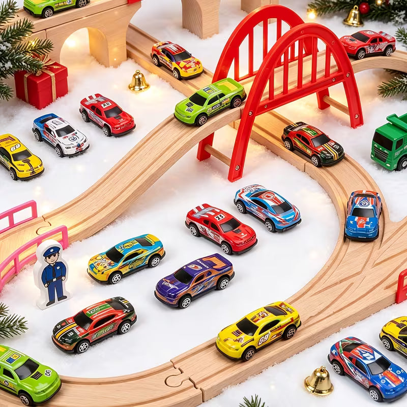 Christmas Cars Advent Calendar, 24-Day Pull-Back Racing Car Toys for Kids