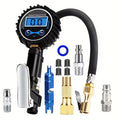 Digital Tire Inflator with Presta/Schader Valve Adapter - 0.1 PSI Precision Gauge for Cars, Trucks &amp; Motorcycles, Durable Metal Construction, Easy-Read Display