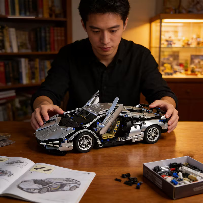 925PCS Classic Retro Silver Sports Car Building Blocks