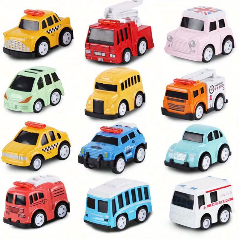 12pcs/Set Classic Car Toy Simulation Alloy Cartoon Car Toy Model Educational Toy for Kids Boys
