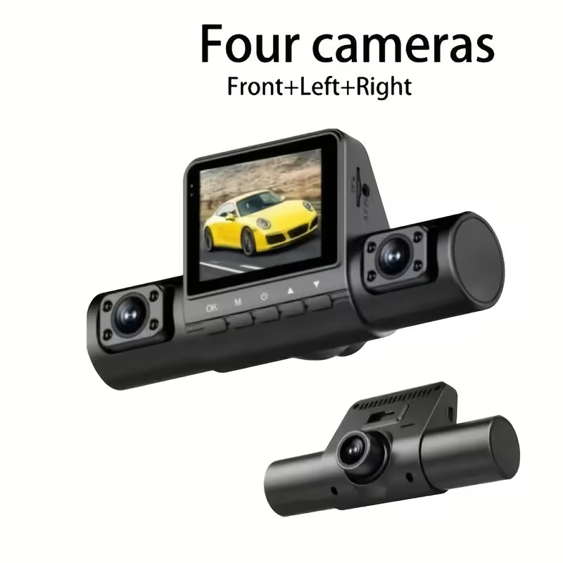 Car Dashboard Camera 4-Channel Black Box Driving Camera FHD 1080P Front And 720P Left-Right Side Mirrors 2.0-Inch Car Recorder