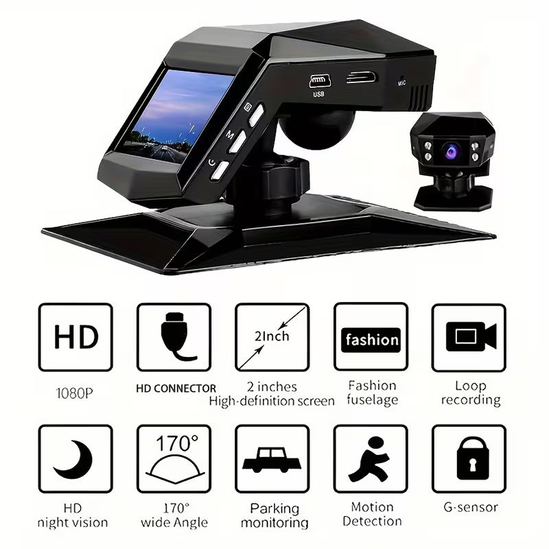 [1080P] CCAKRZY Center Console Tabletop Installation-Free Car Recorder 2-Inch Screen HD Night Vision 1080P CAR DVR