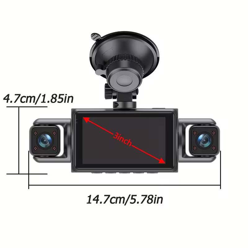 4-Channel Dash Cam, 1080P Front + 720P Other Channels, Night Vision, Loop Recording & G-Sensor