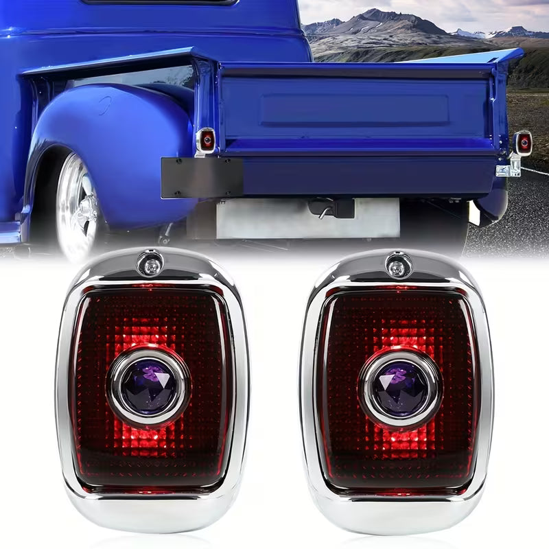 Fit For Chevy For GMC For Truck 40-53 Rear Black Blue Dot Tail Lights Lamps LH & RH Side, Without Battery