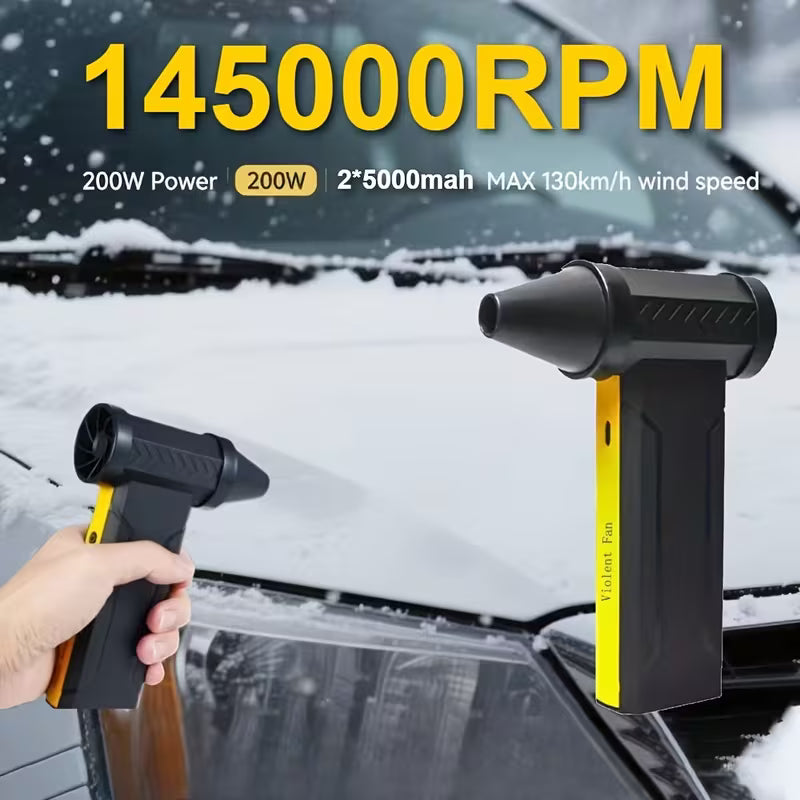 145000RPM Portable Turbine Powerful Fan, 3-Speed Cordless Air Blower, Rechargeable with 2*5000Mah Battery,
