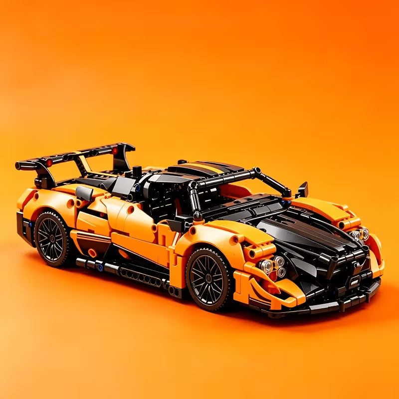 1 Model Building Compatible for STEM Toy - Orange & Black Convertible Supercar Set with Layered Detachable Body, Mechanical Building System Suitable for,, Collectors, Gifts