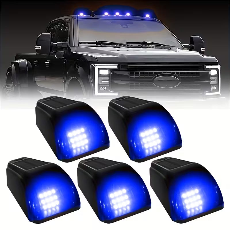 5pcs Solar Cab Lights For Trucks, Wireless No Drill Roof LED Marker Amber Lights, Waterproof