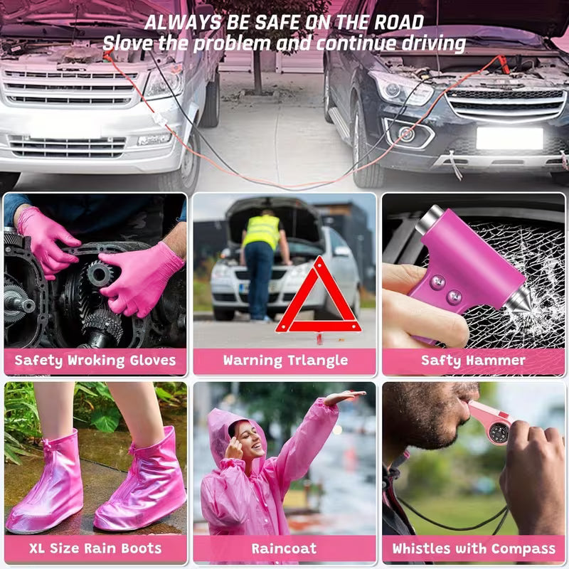 298pcs Roadside Car Repair Kits, Vehicle Repair Kits, Comprehensive Car Emergency Kits, Without Battery