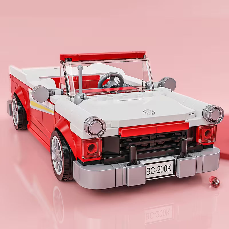311PCS Red Sports Car Building Blocks, Retro Convertible Model