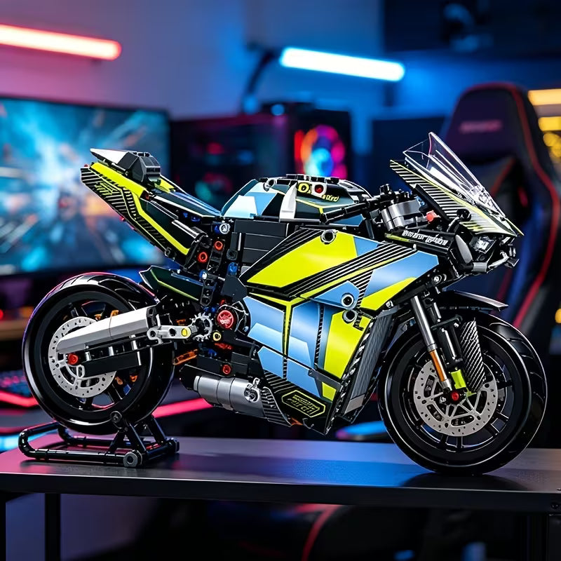 New Motorcycle Building Blocks, Mechanical Style Assembly Model, Cool Desktop Ornament, Birthday Gift for Boys/Youngsters