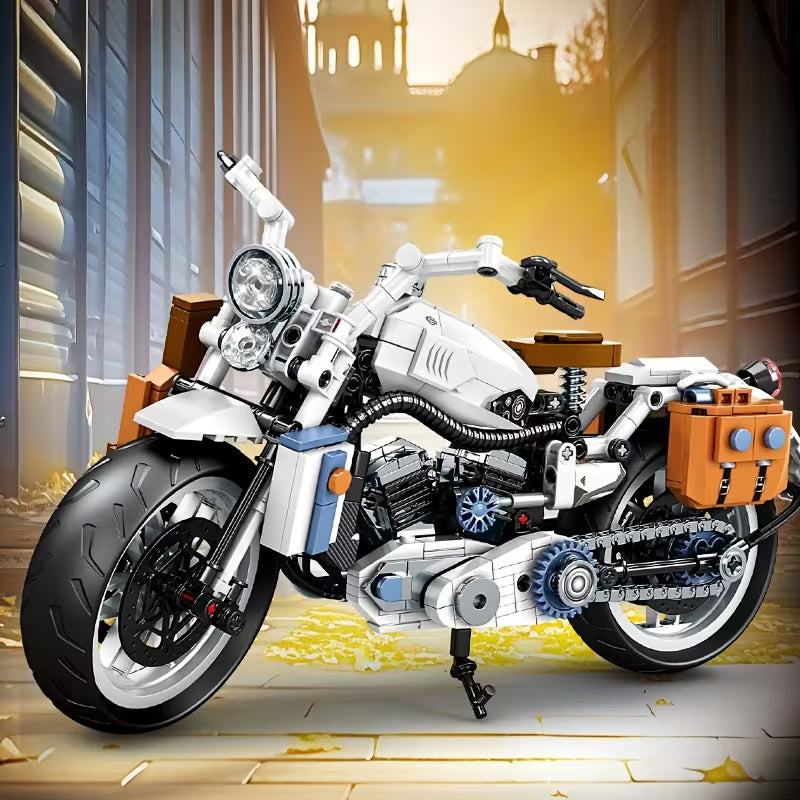 Creative Plastic Building Blocks Simulation Motorcycle Car Model DIY Assembling Block Toys for Boys Gift