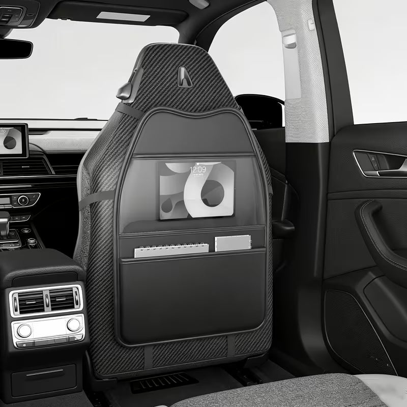 2-Pack Car Seat Back Organizer with Tablet Pocket, Kick-Proof Car Seat Back Storage Bag, PU Material Vehicle Storage Organizer,