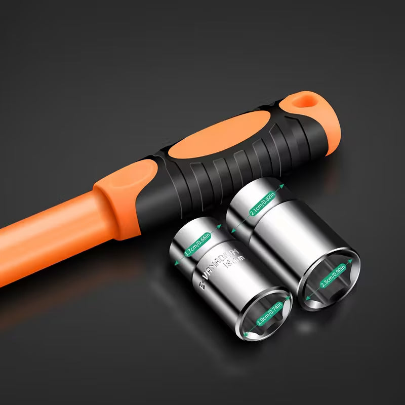 A Set of Telescopic Tire Wrenches, Hexagonal Head, Chrome Vanadium Steel, Compatible with Various Models, 4-In-1 Socket Size 17/19/21/23 Mm,