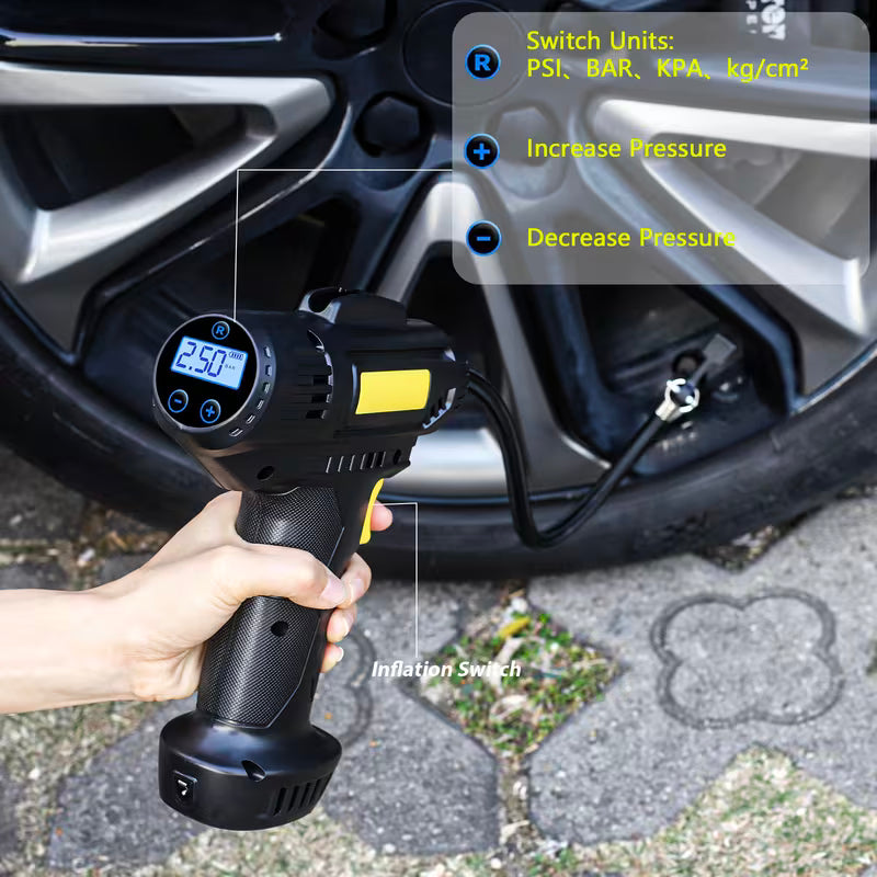 1pc Portable Air Compressor & Inflator, Cordless Tire Inflator, 150PSI