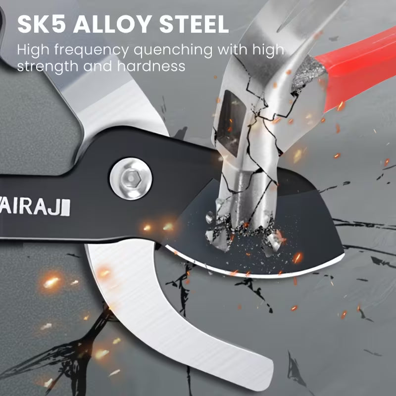 AIRAJ 1pc Ambidextrous Carbon Steel Pruning Shears, Modern Garden Trimmers for Indoor & Outdoor Gardening, Tree Branch Cutting