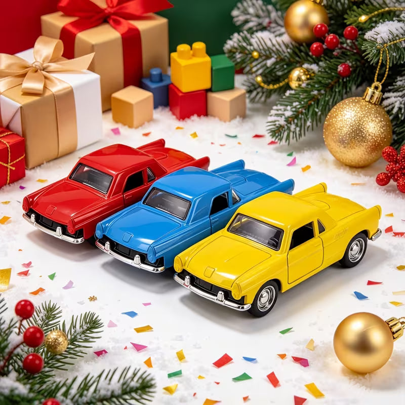 1:38 Scale Zinc Alloy Diecast Vintage Toy Car Model, Opening Doors, Pull-Back Action