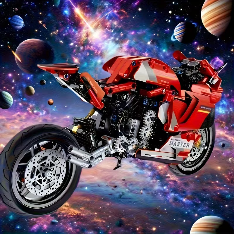 1089PCS Red Motorcycle Building Blocks