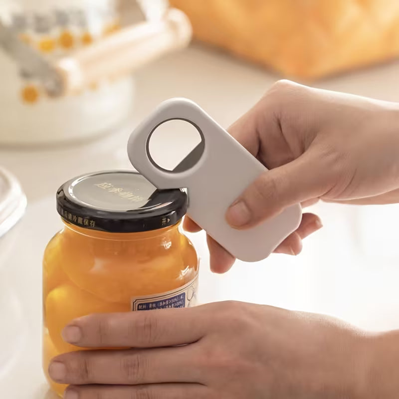 Stainless Steel Bottle Opener, 3-in-1 Can & Jar Opener, Easy Grip Lid Remover, Durable Kitchen Tool
