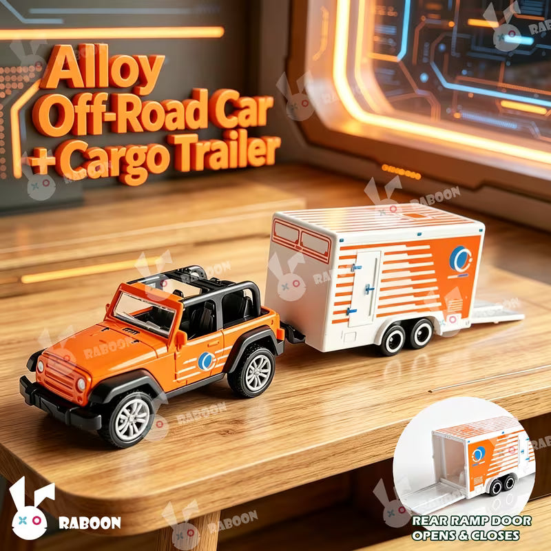 Diecast Alloy Off-Road Toy Car with Detachable Trailer