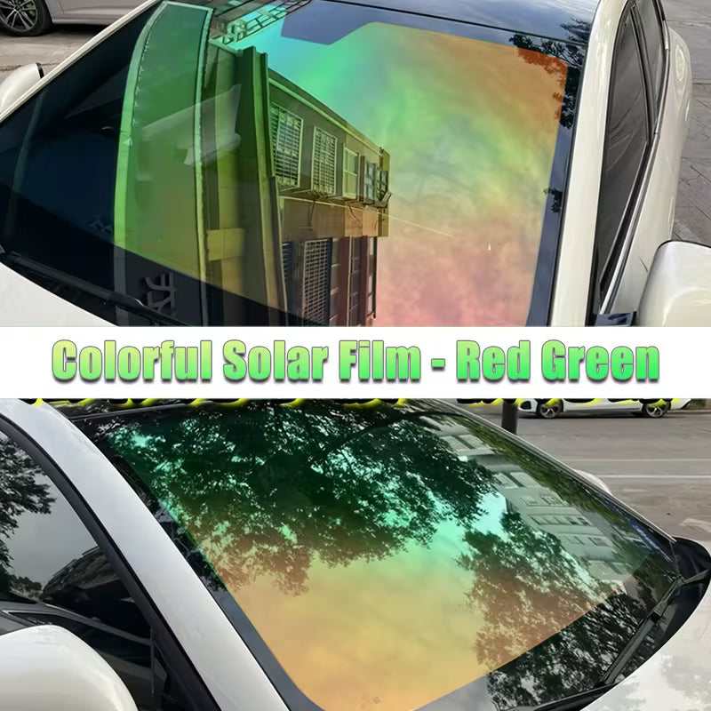 &nbsp;2 Rolls High-Definition Red Green Chameleon VLT 75% Car Window Film Unidirectional Perspective, Black Window Film VLT 25%, Effectively Blocking Ultraviolet Rays