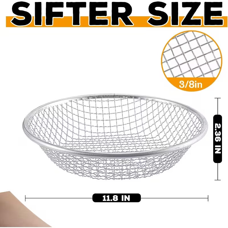Stainless Steel Soil Sieve, Heavy-Duty Galvanized Mesh, Rust-Resistant, Fits 5-Gallon Buckets