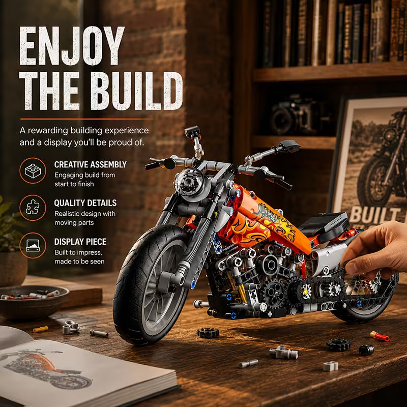 523pcs Motorcycle Model Building Blocks New Year Christmas Holiday Birthday Gift, Suitable for Ages 6 And Up