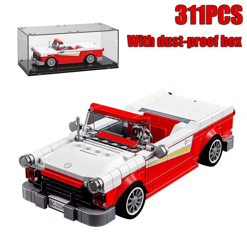 311PCS Red Sports Car Building Blocks, Retro Convertible Model