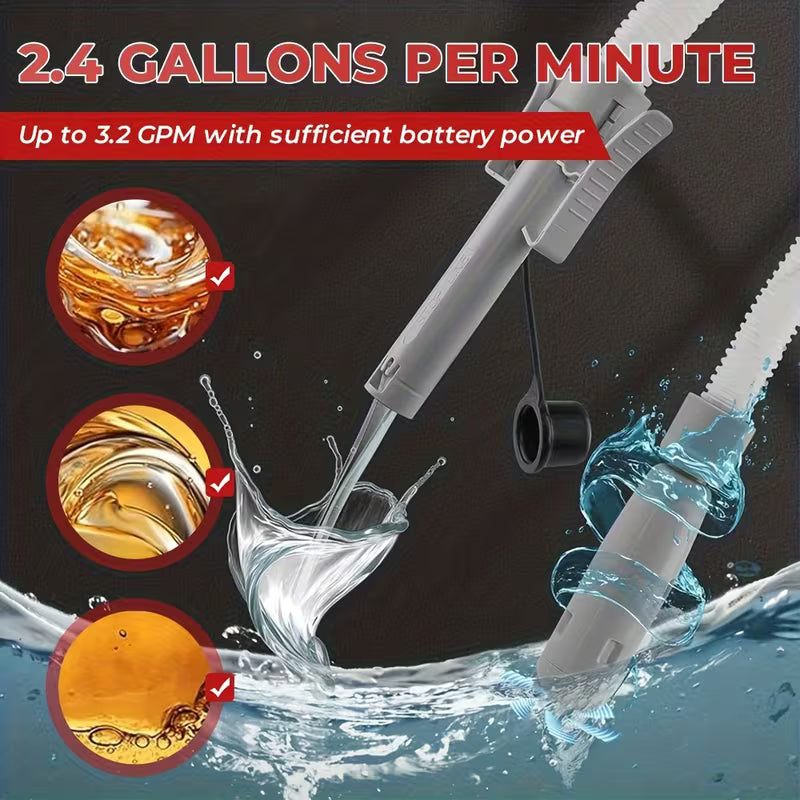 Automatic Fuel Transfer Pump, Battery PoweredAutomatic for gas Can Pump, 3.2 GPM 51In Hose & Tank Adapters With Auto Stop And Overfill Protection