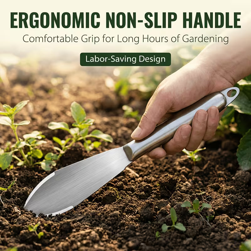 304 Stainless Steel Gardening Shovel, Pointed/Flat Blade, Rust-Resistant, Easy to Clean, Multi-Functional Garden Hand Shovel