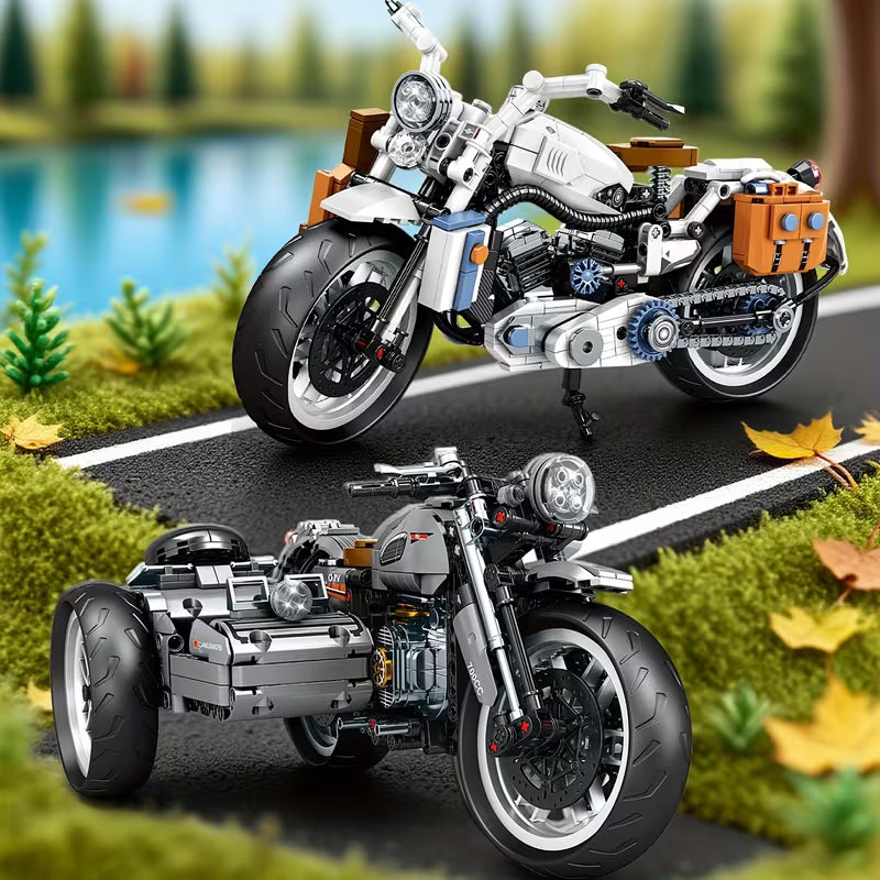 Creative Plastic Building Blocks Simulation Motorcycle Car Model DIY Assembling Block Toys for Boys Gift