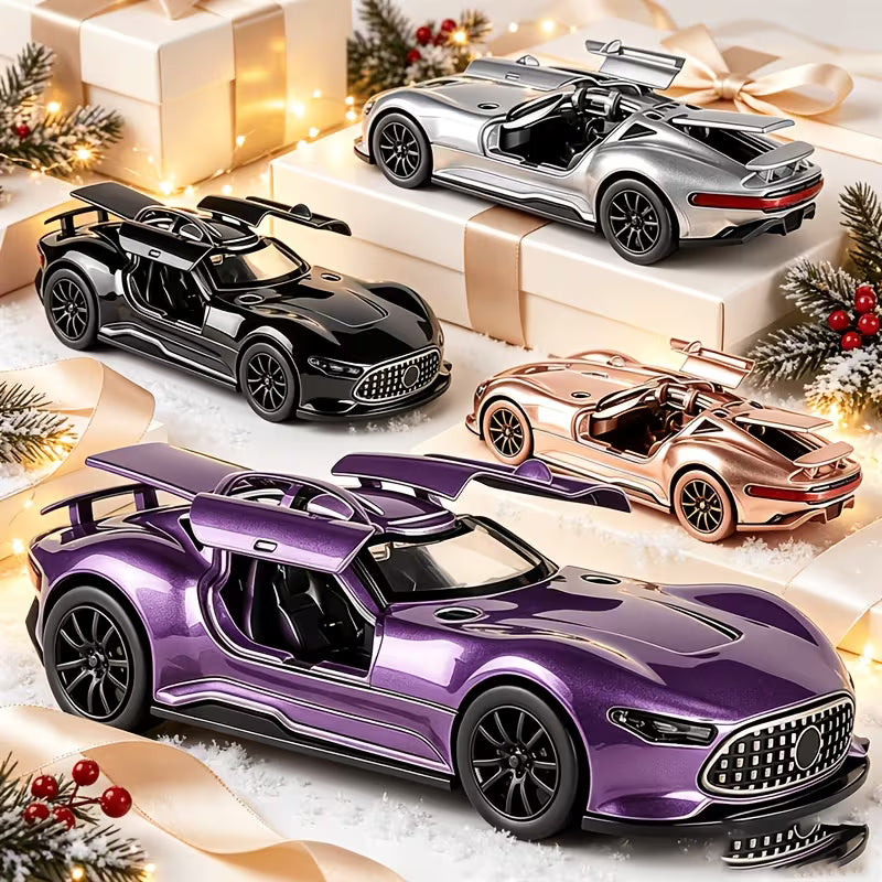 Die-Cast Metal Racing Car Model, Rear-Wheel Drive, Random Color, 1Pc