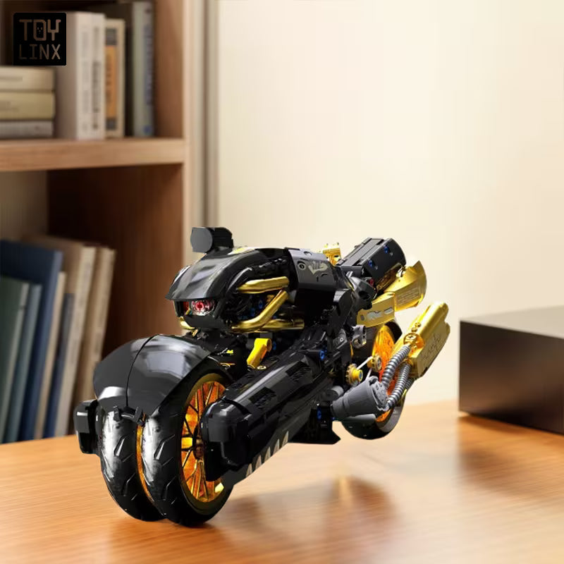 Motorcycle Building Blocks Easy Assembly Design Replicates Mechanical Structure Bold Color Contrast for Urban Style Immersive Street Classic