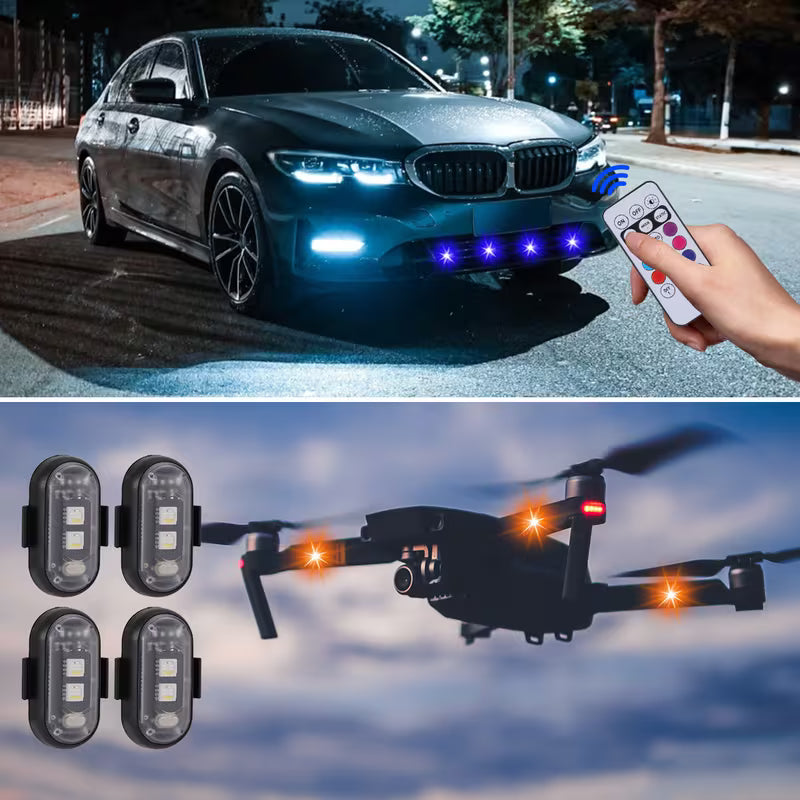 20 Pcs Car Wireless LED Strip Light Remote Control | Magnetic Vibration Lights with 8 Colors, USB Rechargeable, IP65 Waterproof,