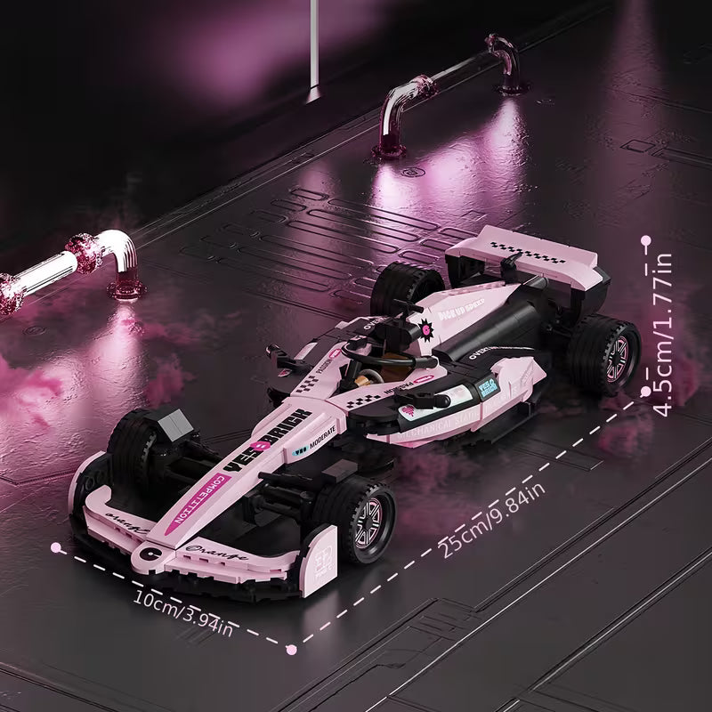 Small-particle Building Blocks, Pink Race Car Building Blocks, Dual-purpose for Display and Hanging, Highly Practical, Birthday and Christmas Gift