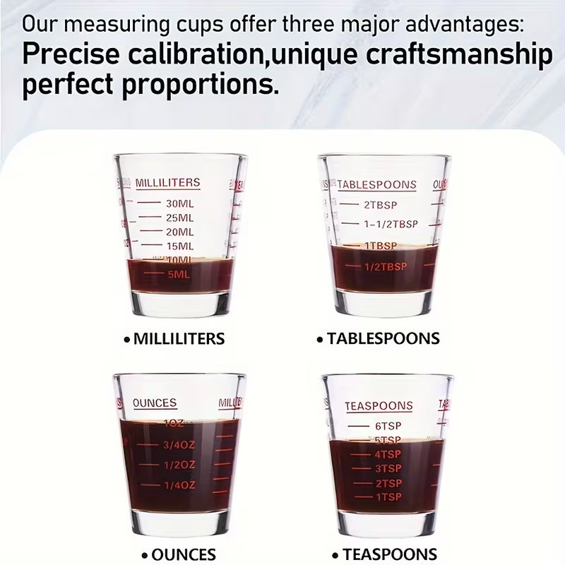 Heavy-Duty Glass Measuring Cup, 1oz/30ml, Microwave Safe, Ideal for Espresso & Wine, Kitchen Essential