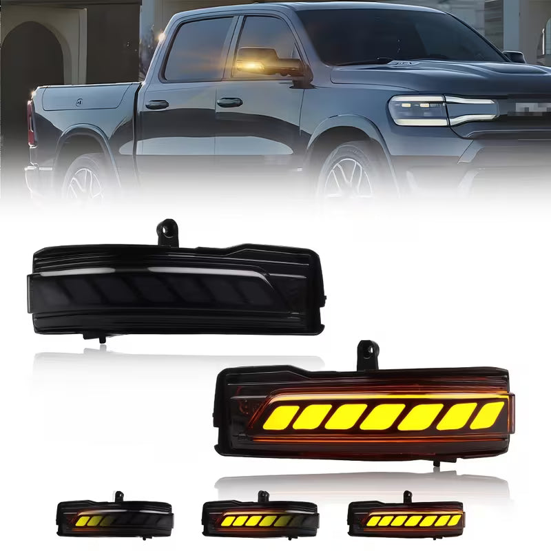 2pcs Smoked/Clear/Amber Lens Front Side Mirror Cap Lights Turn Signal Light Turn Warning Light Daytime Running Light DRL Light with Full Dynamic Sequential Blink Amber LED for 2019 2020