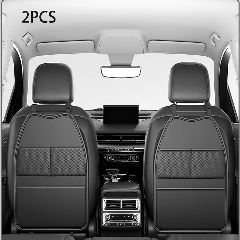 2-Pack Car Seat Back Organizer with Tablet Pocket, Kick-Proof Car Seat Back Storage Bag, PU Material Vehicle Storage Organizer,