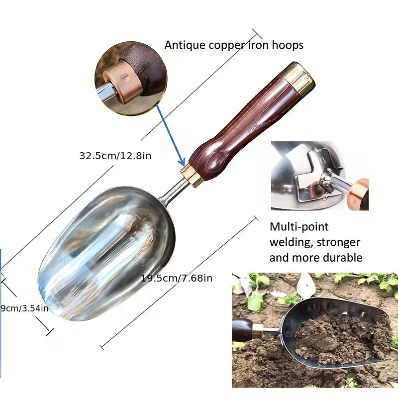 4pcs Heavy-Duty Stainless Steel Garden Tool Set, Ergonomic Ash Wood Handle, Digging, Planting & Transplanting