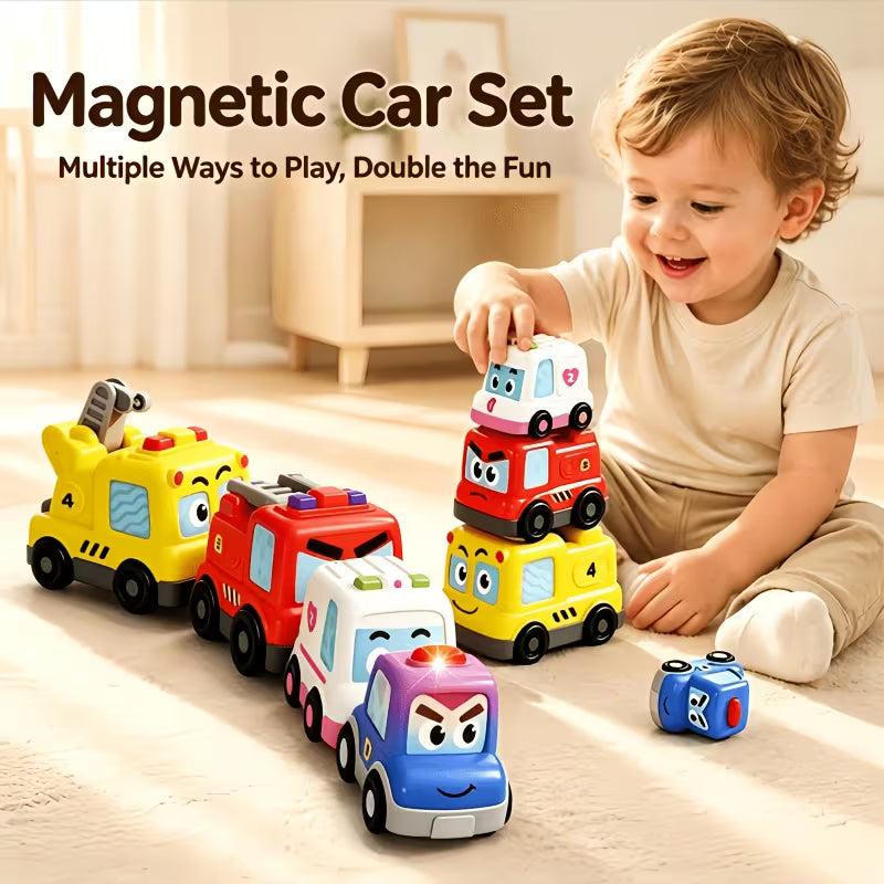 4pcs Magnetic Stacking Toy Car Set