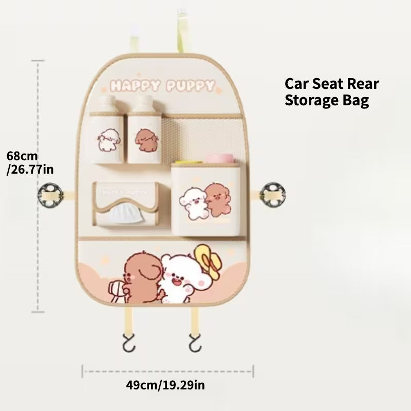 Multifunctional Car Seat Organizer - Car Seat Back Organizer, Car Seat Back Kick Mat - Selected Durable Faux Leather,