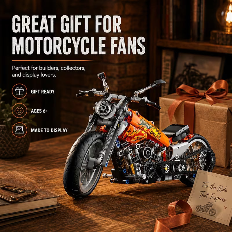 523pcs Motorcycle Model Building Blocks New Year Christmas Holiday Birthday Gift, Suitable for Ages 6 And Up