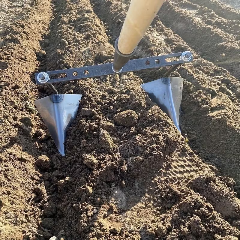 1pc Manual Agricultural Pull Plow, Adjustable Trenching Triangular Double-Hook Pointed Hoe, Vegetable Planting & Fertilizing Tool