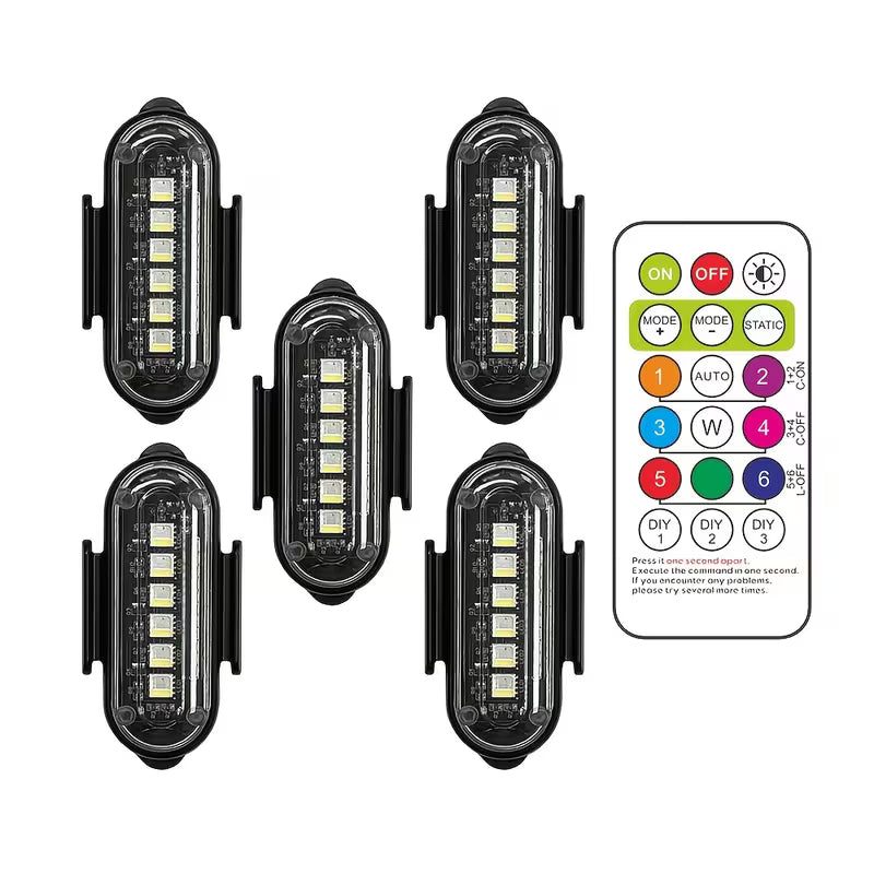 5pcs RGB Rechargeable Running Rooftop Lights for Trucks, Marker Lights for Bicycle, Car & Picku