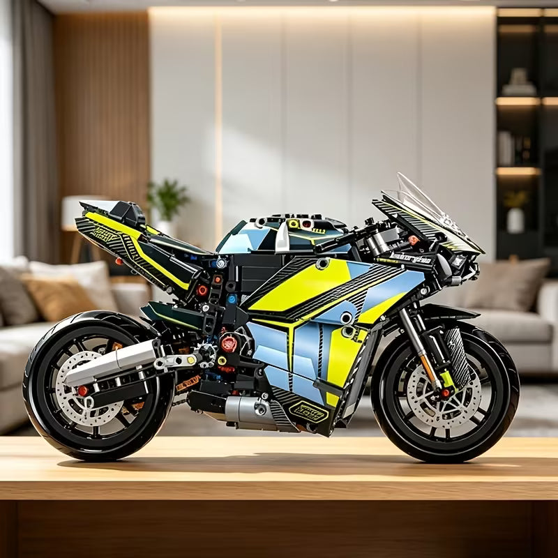 New Motorcycle Building Blocks, Mechanical Style Assembly Model, Cool Desktop Ornament, Birthday Gift for Boys/Youngsters