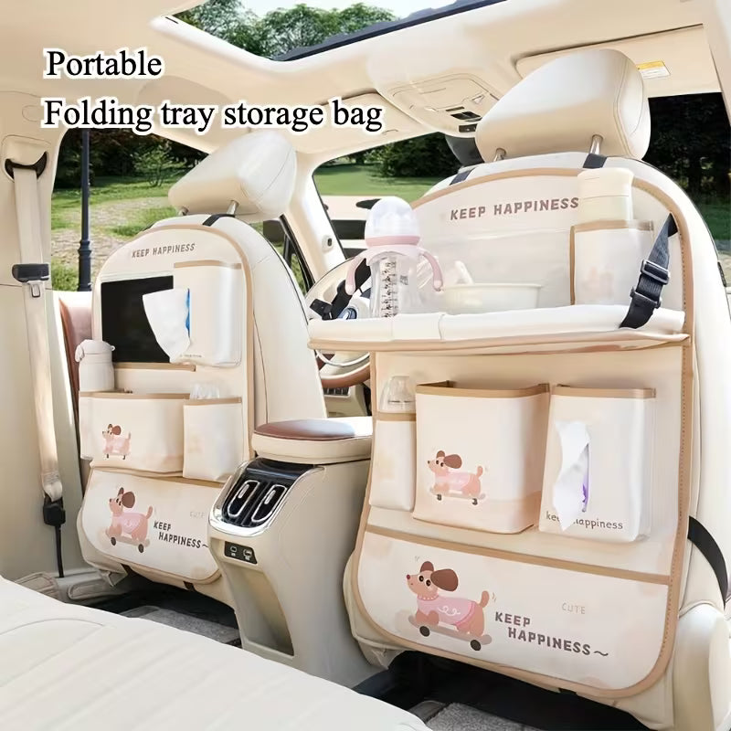 Car Multi-Pocket Classified Seat Back Storage Bag - Can Be Used As a Cup Holder, Phone Holder, Tissue Box, Trash Can, File Bag,